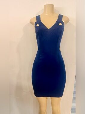 bebe NEW cobalt blue fitted cutout bodycon dress